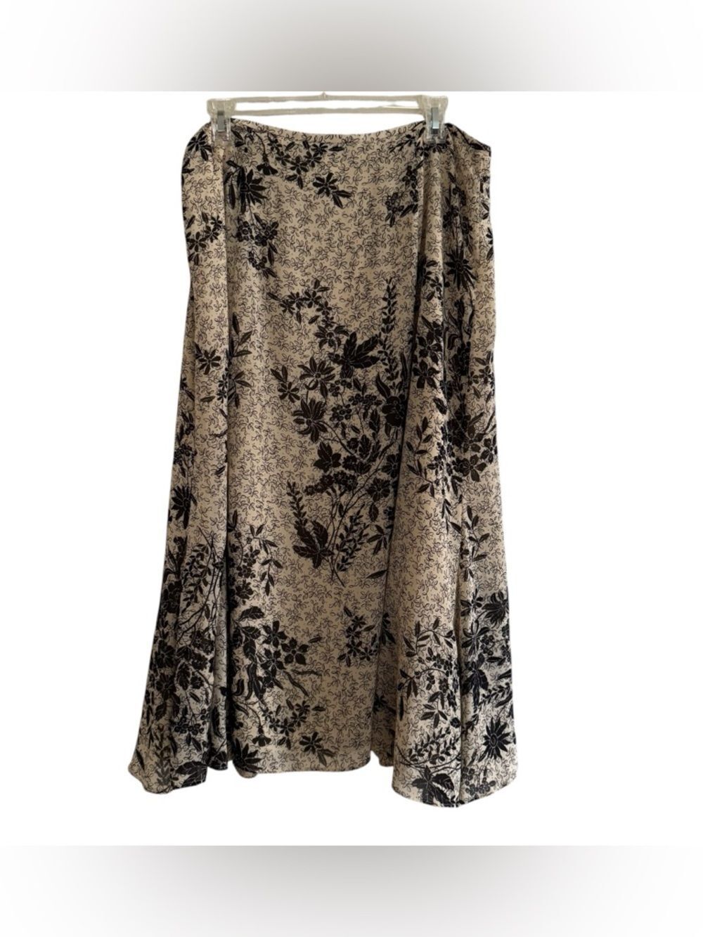 Y2K Rena Rowan Floral Black Tan Midi Skirt Botanical Whimsigoth Dark 14
